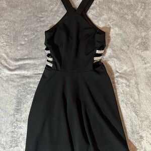 Speechless Black Backless Dress with Silver Accents